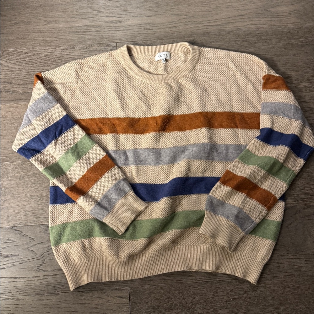 Acoa Striped Knit Sweater in Multicolor Brown